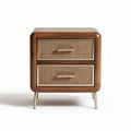 Wooden nightstand with two drawers and woven fabric front 24 x 20 x 24 inches