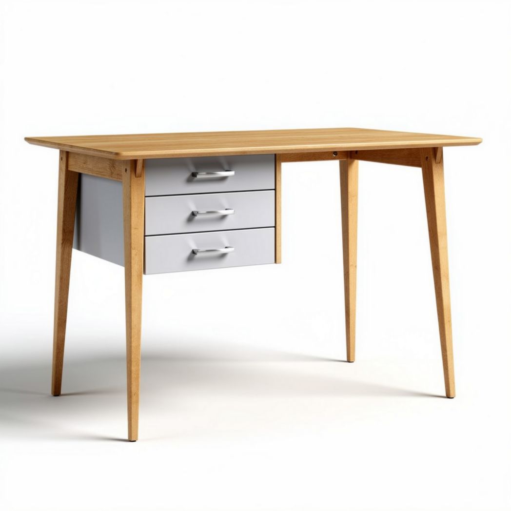 Modern wooden writing desk with three drawers and minimalist design 120 x 60 x 75cm