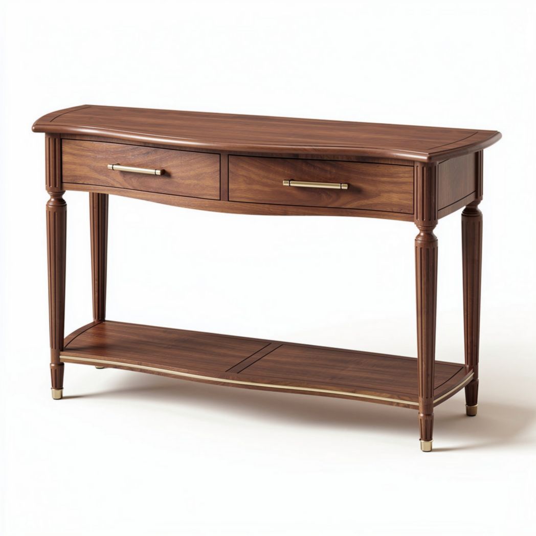 Wooden console table with two drawers and lower shelf 120 x 40 x 80cm