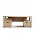 Wooden office desk with drawers and metal frame 150 x 70 x 75cm