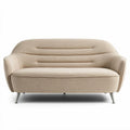 Beige upholstered two-seater sofa with stainless steel legs 180 x 85 x 80cm