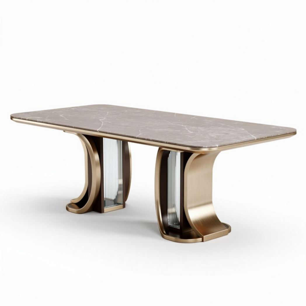 Marble dining table with bronze legs and modern design 240 x 120 x 75cm