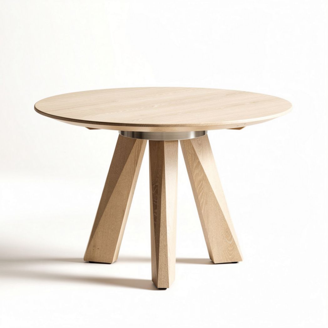 Wooden round dining table with stainless steel base 75 x 75 x 75cm