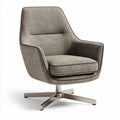Swivel accent chair in gray fabric with brushed metal base 80 x 70 x 90cm