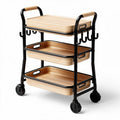 Bamboo serving cart with three tiers and wheels 80 x 40 x 85cm