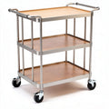 Wooden top serving cart with stainless steel frame and wheels 80 x 45 x 90cm