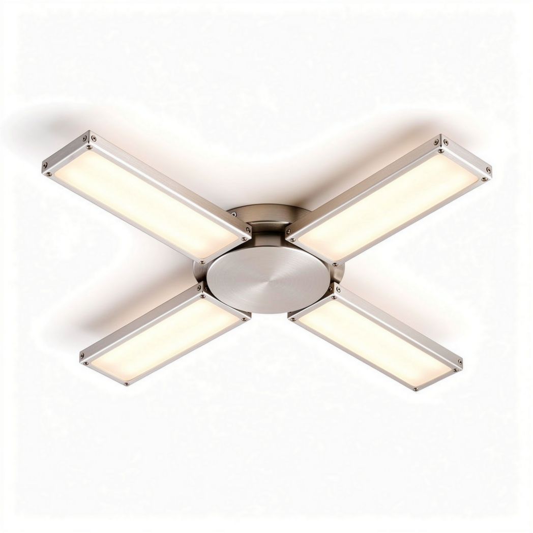 Led flush mount ceiling light fixture with modern design and steel finish 60 x 60 x 10cm