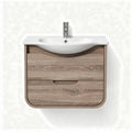 Wall-mounted bathroom vanity with sink in oak finish 60 x 45 x 15cm