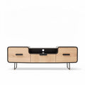 Modern TV stand with oak finish and metal legs 150 x 40 x 50cm