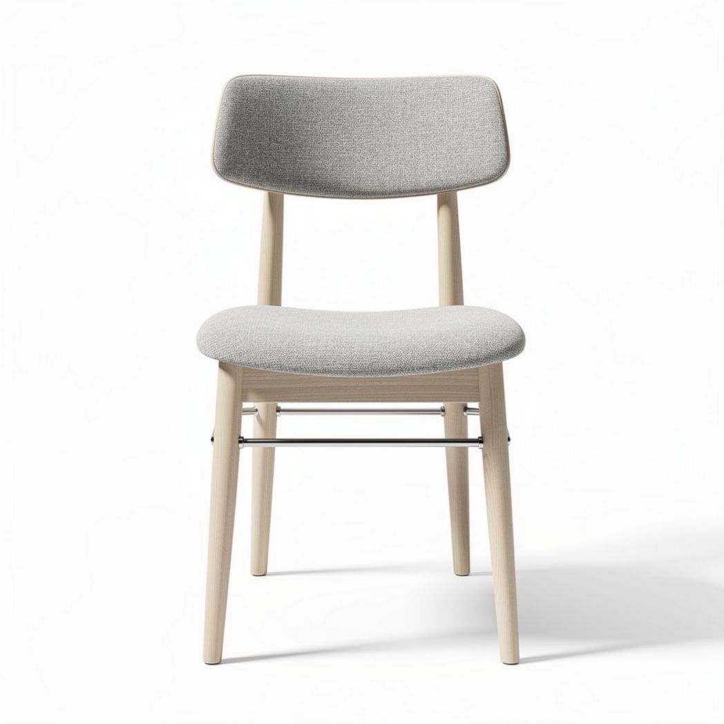 Fabric upholstered dining chair with wooden legs in light gray 45 x 50 x 80cm