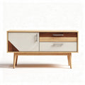 Modern wooden sideboard with mixed finish in natural and cream colors 80 x 40 x 70cm
